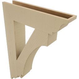 Ekena Millwork - BKTUR055X26X38IMP01RCPR - Timberthane Faux Wood Imperial Style Bracket, Traditional Ends, 5 1/2"W x 26"D x 38"H, Primed Tan