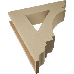 Ekena Millwork - BKTUR055X28X28IMP01RCPR - Timberthane Faux Wood Imperial Style Bracket, Traditional Ends, 5 1/2"W x 28"D x 28"H, Primed Tan