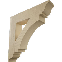 Ekena Millwork - BKTUR055X28X28IMP01RCPR - Timberthane Faux Wood Imperial Style Bracket, Traditional Ends, 5 1/2"W x 28"D x 28"H, Primed Tan