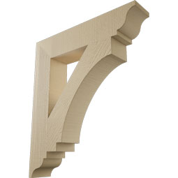 Ekena Millwork - BKTUR055X28X32IMP01RCPR - Timberthane Faux Wood Imperial Style Bracket, Traditional Ends, 5 1/2"W x 28"D x 32"H, Primed Tan