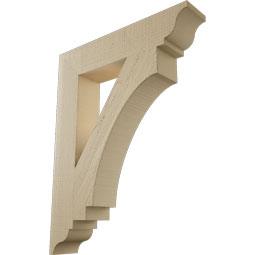 Ekena Millwork - BKTUR055X28X36IMP01RCPR - Timberthane Faux Wood Imperial Style Bracket, Traditional Ends, 5 1/2"W x 28"D x 36"H, Primed Tan