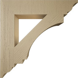 Ekena Millwork - BKTUR055X30X30IMP01RCPR - Timberthane Faux Wood Imperial Style Bracket, Traditional Ends, 5 1/2"W x 30"D x 30"H, Primed Tan