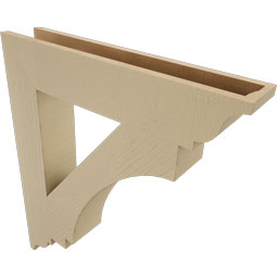 Ekena Millwork - BKTUR055X30X34IMP01RCPR - Timberthane Faux Wood Imperial Style Bracket, Traditional Ends, 5 1/2"W x 30"D x 34"H, Primed Tan
