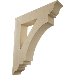 Ekena Millwork - BKTUR055X30X34IMP01RCPR - Timberthane Faux Wood Imperial Style Bracket, Traditional Ends, 5 1/2"W x 30"D x 34"H, Primed Tan