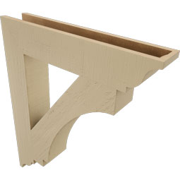 Ekena Millwork - BKTUR055X30X36IMP01RCPR - Timberthane Faux Wood Imperial Style Bracket, Traditional Ends, 5 1/2"W x 30"D x 36"H, Primed Tan