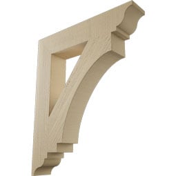 Ekena Millwork - BKTUR055X30X36IMP01RCPR - Timberthane Faux Wood Imperial Style Bracket, Traditional Ends, 5 1/2"W x 30"D x 36"H, Primed Tan