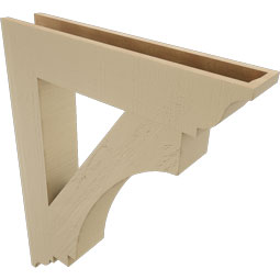 Ekena Millwork - BKTUR055X30X38IMP01RCPR - Timberthane Faux Wood Imperial Style Bracket, Traditional Ends, 5 1/2"W x 30"D x 38"H, Primed Tan