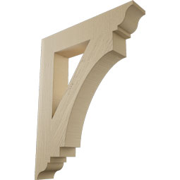 Ekena Millwork - BKTUR055X30X38IMP01RCPR - Timberthane Faux Wood Imperial Style Bracket, Traditional Ends, 5 1/2"W x 30"D x 38"H, Primed Tan