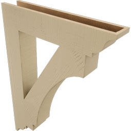 Ekena Millwork - BKTUR055X30X42IMP01RCPR - Timberthane Faux Wood Imperial Style Bracket, Traditional Ends, 5 1/2"W x 30"D x 42"H, Primed Tan