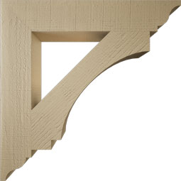 Ekena Millwork - BKTUR055X32X32IMP01RCPR - Timberthane Faux Wood Imperial Style Bracket, Traditional Ends, 5 1/2"W x 32"D x 32"H, Primed Tan