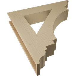 Ekena Millwork - BKTUR055X32X32IMP01RCPR - Timberthane Faux Wood Imperial Style Bracket, Traditional Ends, 5 1/2"W x 32"D x 32"H, Primed Tan