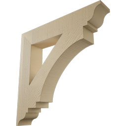 Ekena Millwork - BKTUR055X32X32IMP01RCPR - Timberthane Faux Wood Imperial Style Bracket, Traditional Ends, 5 1/2"W x 32"D x 32"H, Primed Tan