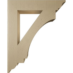 Ekena Millwork - BKTUR055X32X40IMP01RCPR - Timberthane Faux Wood Imperial Style Bracket, Traditional Ends, 5 1/2"W x 32"D x 40"H, Primed Tan