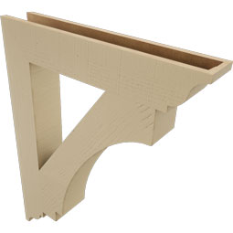 Ekena Millwork - BKTUR055X32X40IMP01RCPR - Timberthane Faux Wood Imperial Style Bracket, Traditional Ends, 5 1/2"W x 32"D x 40"H, Primed Tan