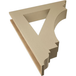 Ekena Millwork - BKTUR055X34X38IMP01RCPR - Timberthane Faux Wood Imperial Style Bracket, Traditional Ends, 5 1/2"W x 34"D x 38"H, Primed Tan