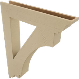 Ekena Millwork - BKTUR055X34X46IMP01RCPR - Timberthane Faux Wood Imperial Style Bracket, Traditional Ends, 5 1/2"W x 34"D x 46"H, Primed Tan