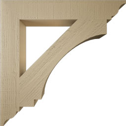 Ekena Millwork - BKTUR055X36X36IMP01RCPR - Timberthane Faux Wood Imperial Style Bracket, Traditional Ends, 5 1/2"W x 36"D x 36"H, Primed Tan