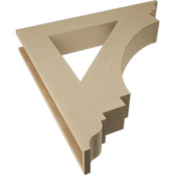 Ekena Millwork - BKTUR055X36X36IMP01RCPR - Timberthane Faux Wood Imperial Style Bracket, Traditional Ends, 5 1/2"W x 36"D x 36"H, Primed Tan