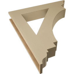 Ekena Millwork - BKTUR055X36X40IMP01RCPR - Timberthane Faux Wood Imperial Style Bracket, Traditional Ends, 5 1/2"W x 36"D x 40"H, Primed Tan