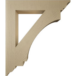 Ekena Millwork - BKTUR055X36X42IMP01RCPR - Timberthane Faux Wood Imperial Style Bracket, Traditional Ends, 5 1/2"W x 36"D x 42"H, Primed Tan