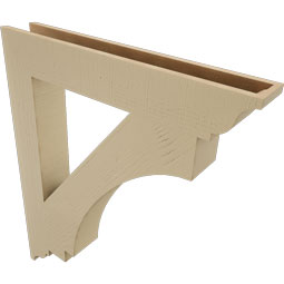 Ekena Millwork - BKTUR055X36X42IMP01RCPR - Timberthane Faux Wood Imperial Style Bracket, Traditional Ends, 5 1/2"W x 36"D x 42"H, Primed Tan
