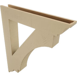 Ekena Millwork - BKTUR055X36X44IMP01RCPR - Timberthane Faux Wood Imperial Style Bracket, Traditional Ends, 5 1/2"W x 36"D x 44"H, Primed Tan