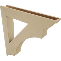 Ekena Millwork - BKTUR055X38X44IMP01RCPR - Timberthane Faux Wood Imperial Style Bracket, Traditional Ends, 5 1/2"W x 38"D x 44"H, Primed Tan