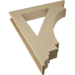 Ekena Millwork - BKTUR055X38X44IMP01RCPR - Timberthane Faux Wood Imperial Style Bracket, Traditional Ends, 5 1/2"W x 38"D x 44"H, Primed Tan