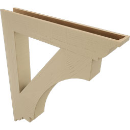 Ekena Millwork - BKTUR055X38X46IMP01RCPR - Timberthane Faux Wood Imperial Style Bracket, Traditional Ends, 5 1/2"W x 38"D x 46"H, Primed Tan