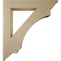 Ekena Millwork - BKTUR055X40X44IMP01RCPR - Timberthane Faux Wood Imperial Style Bracket, Traditional Ends, 5 1/2"W x 40"D x 44"H, Primed Tan
