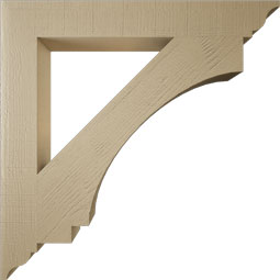 Ekena Millwork - BKTUR055X42X42IMP01RCPR - Timberthane Faux Wood Imperial Style Bracket, Traditional Ends, 5 1/2"W x 42"D x 42"H, Primed Tan
