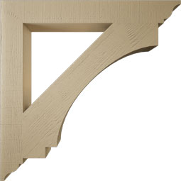 Ekena Millwork - BKTUR055X44X44IMP01RCPR - Timberthane Faux Wood Imperial Style Bracket, Traditional Ends, 5 1/2"W x 44"D x 44"H, Primed Tan