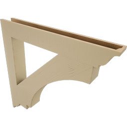Ekena Millwork - BKTUR055X44X44IMP01RCPR - Timberthane Faux Wood Imperial Style Bracket, Traditional Ends, 5 1/2"W x 44"D x 44"H, Primed Tan