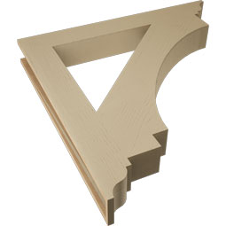 Ekena Millwork - BKTUR055X44X44IMP01RCPR - Timberthane Faux Wood Imperial Style Bracket, Traditional Ends, 5 1/2"W x 44"D x 44"H, Primed Tan