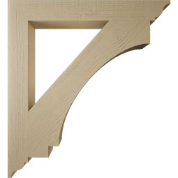 Ekena Millwork - BKTUR055X44X48IMP01RCPR - Timberthane Faux Wood Imperial Style Bracket, Traditional Ends, 5 1/2"W x 44"D x 48"H, Primed Tan