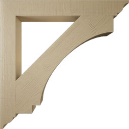 Ekena Millwork - BKTUR055X46X46IMP01RCPR - Timberthane Faux Wood Imperial Style Bracket, Traditional Ends, 5 1/2"W x 46"D x 46"H, Primed Tan