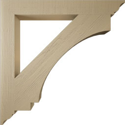 Ekena Millwork - BKTUR055X48X48IMP01RCPR - Timberthane Faux Wood Imperial Style Bracket, Traditional Ends, 5 1/2"W x 48"D x 48"H, Primed Tan