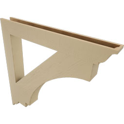 Ekena Millwork - BKTUR055X48X48IMP01RCPR - Timberthane Faux Wood Imperial Style Bracket, Traditional Ends, 5 1/2"W x 48"D x 48"H, Primed Tan