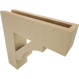 Ekena Millwork - BKTUR035X14X14IMP05RCPR - Timberthane Faux Wood Imperial Style Bracket, Block Ends, 3 1/2"W x 14"D x 14"H, Primed Tan
