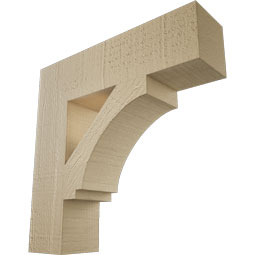 Ekena Millwork - BKTUR035X14X14IMP05RCPR - Timberthane Faux Wood Imperial Style Bracket, Block Ends, 3 1/2"W x 14"D x 14"H, Primed Tan