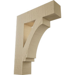 Ekena Millwork - BKTUR035X14X18IMP05RCPR - Timberthane Faux Wood Imperial Style Bracket, Block Ends, 3 1/2"W x 14"D x 18"H, Primed Tan