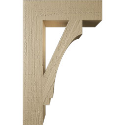 Ekena Millwork - BKTUR035X14X22IMP05RCPR - Timberthane Faux Wood Imperial Style Bracket, Block Ends, 3 1/2"W x 14"D x 22"H, Primed Tan