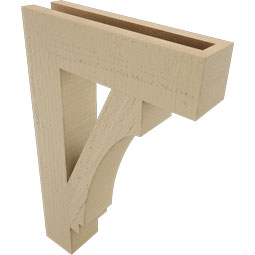 Ekena Millwork - BKTUR035X14X22IMP05RCPR - Timberthane Faux Wood Imperial Style Bracket, Block Ends, 3 1/2"W x 14"D x 22"H, Primed Tan