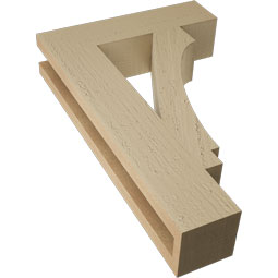 Ekena Millwork - BKTUR035X14X22IMP05RCPR - Timberthane Faux Wood Imperial Style Bracket, Block Ends, 3 1/2"W x 14"D x 22"H, Primed Tan
