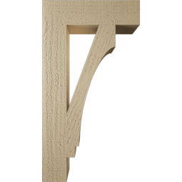Ekena Millwork - BKTUR035X14X26IMP05RCPR - Timberthane Faux Wood Imperial Style Bracket, Block Ends, 3 1/2"W x 14"D x 26"H, Primed Tan