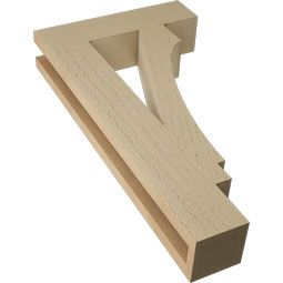 Ekena Millwork - BKTUR035X14X26IMP05RCPR - Timberthane Faux Wood Imperial Style Bracket, Block Ends, 3 1/2"W x 14"D x 26"H, Primed Tan
