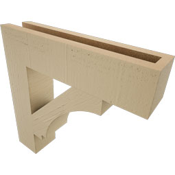 Ekena Millwork - BKTUR035X16X16IMP05RCPR - Timberthane Faux Wood Imperial Style Bracket, Block Ends, 3 1/2"W x 16"D x 16"H, Primed Tan