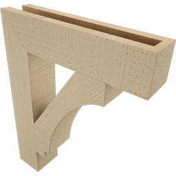 Ekena Millwork - BKTUR035X16X20IMP05RCPR - Timberthane Faux Wood Imperial Style Bracket, Block Ends, 3 1/2"W x 16"D x 20"H, Primed Tan