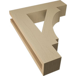 Ekena Millwork - BKTUR035X16X20IMP05RCPR - Timberthane Faux Wood Imperial Style Bracket, Block Ends, 3 1/2"W x 16"D x 20"H, Primed Tan