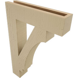 Ekena Millwork - BKTUR035X16X24IMP05RCPR - Timberthane Faux Wood Imperial Style Bracket, Block Ends, 3 1/2"W x 16"D x 24"H, Primed Tan